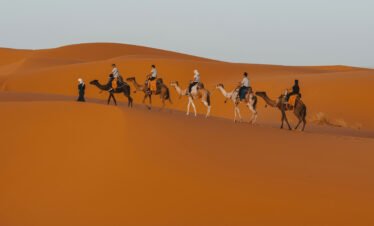 Merzouga Sahara dunes at sunset