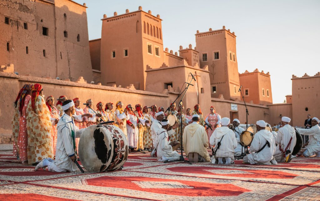 Ouarzazate city view with desert landscape and kasbahs